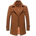 thumbnail image 1 of ANINEO Men Casual Woolen Overcoat Solid Color Double Collar Convertible Collar Padded Coats Fashion Male's Woolen Garment Stylish Male Outwear, 1 of 2