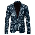 thumbnail image 1 of ANINEO Men Christmas Snowflake Santa Printed Pockets Lapel Button Suit Jacket Blazers Coats Suit Long Sleeve Classic Male Outwear, 1 of 3