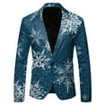 thumbnail image 1 of ANINEO Men Christmas Snowflake Santa Printed Pockets Lapel Button Suit Jacket Blazers Coats Suit Long Sleeve Classic Male Outwear, 1 of 3