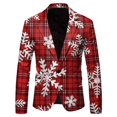 thumbnail image 1 of ANINEO Men Christmas Snowflake Santa Printed Pockets Lapel Button Suit Jacket Blazers Coats Suit Long Sleeve Male Outwear, 1 of 3