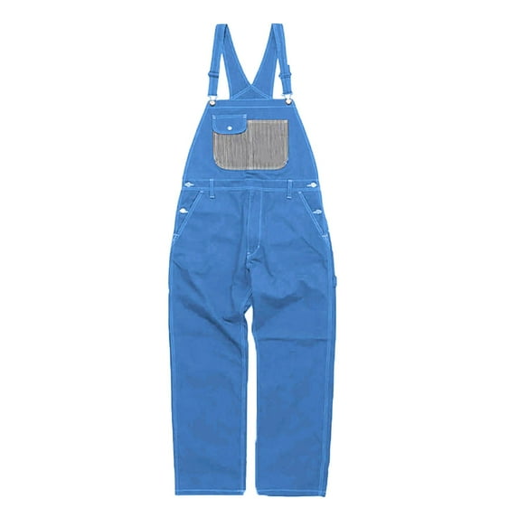 ANINEO Men Denim Bib Overalls Relaxed Fit Overalls Workwear With Adjustable Straps And Convenient Tool Pockets Solid Color Stylish Male Dailywear