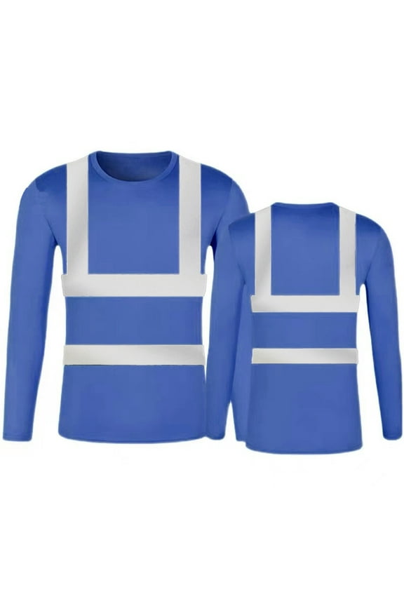 Men High Vis Reflective T Shirt Long Sleeve Mesh Shirts Work Shirt Solid Color Male T-Shirts