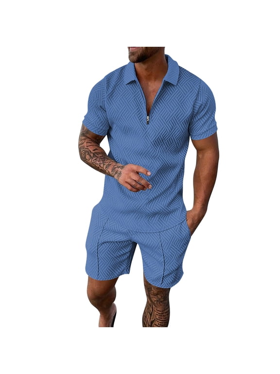Men Shirt And Shorts Sets Summer Outfits Casual Short Sleeve Suit For Men 2 Piece Shorts Tracksuit Sets Solid Color Male Outfits Sets