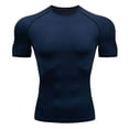thumbnail image 1 of ANINEO Men Sports Fitness Short Sleeve T Shirt Tights Outdoor Base Quick Drying Breathable Elastic Running Training Clothing Solid Color Stylish Male T-Shirts, 1 of 3