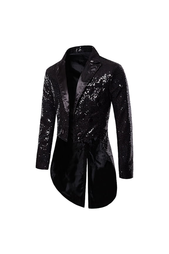 ANINEO Men Suit Tuxedo Banquet Nightclub Show Sequins Fashion Design Men Coats Solid Color Stylish Male Outwear