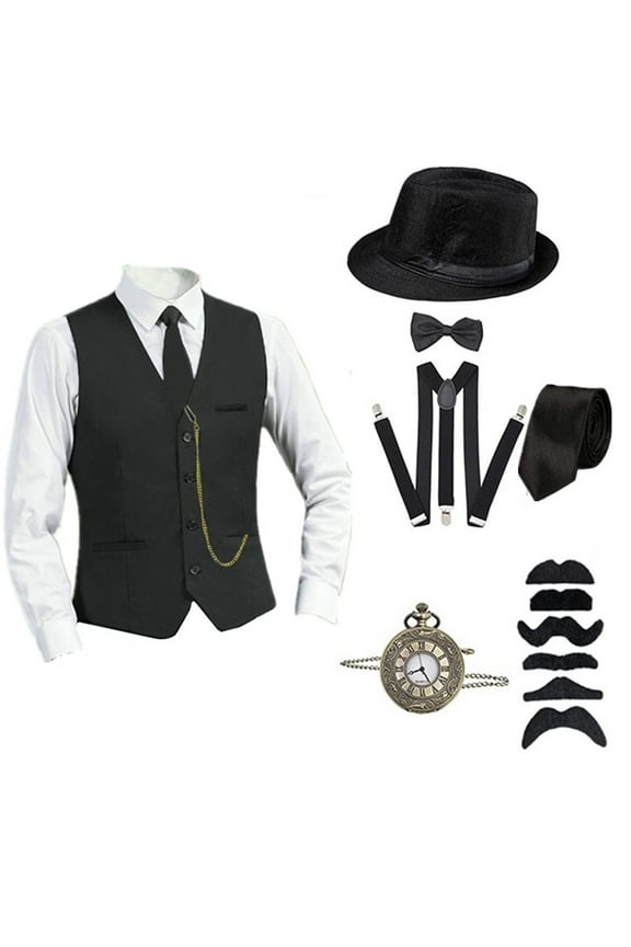 Men's Clothess Accessories Set Vest Pocket Suits Festival 1920s Men Party Outfit