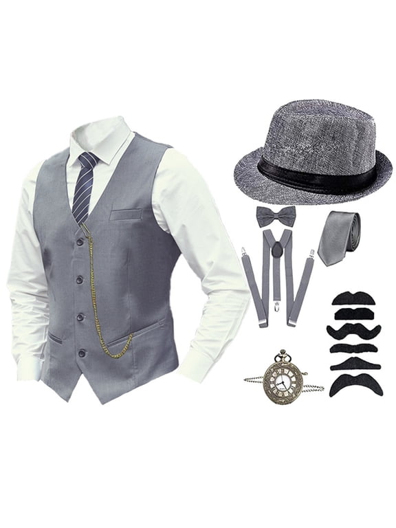 Men's Clothess Accessories Set Vest Pocket Suits Festival 1920s Men Party Outfit