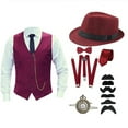 thumbnail image 1 of ANINEO Men's Clothess Accessories Set Vest Pocket Suits Festival 1920s Men Party Outfit, 1 of 2