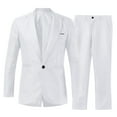 thumbnail image 1 of ANINEO Mens Blazers Pants Outfits Suit Elegant Solid Color One Button Slim Fit Party Suit Shirt Pants Tie Sets Male Outfits Sets, 1 of 5