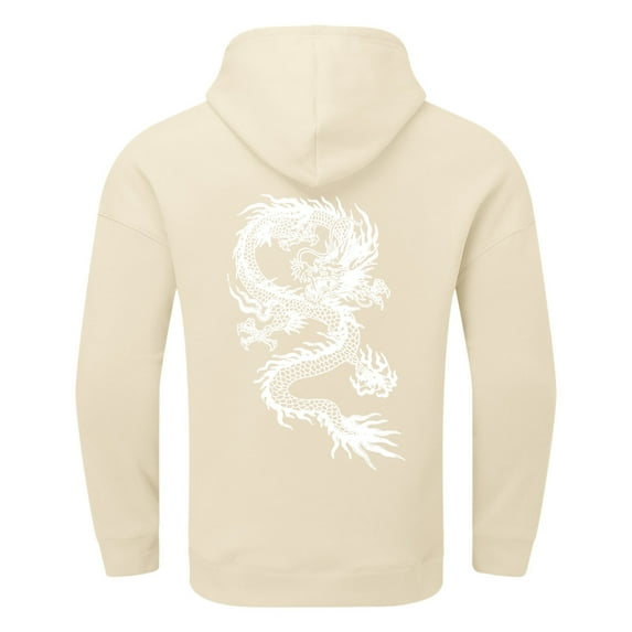 ANINEO Mens Fall Winter Back Letter Printing Letter Oversize Loose Plus Size Hooded Pullover Sweater Tops Blouse Stylish Male Tops
