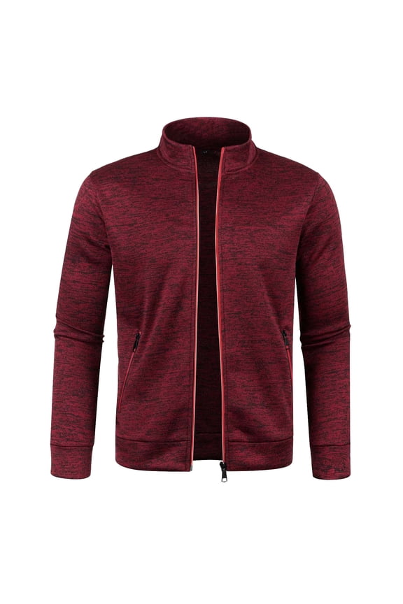 Mens Fall Winter Zipper Stank Collar Solid Color Sweater Long Sleeve Fashion Tops Sweatshirt Coats Stylish Male Dailywear