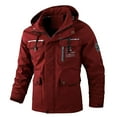 thumbnail image 1 of ANINEO Mens Hooded Outdoor Jacket Solid Color Long Sleeve Zipper Multi Pockets Male Autumn Jacket Male Outwear, 1 of 2