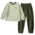 thumbnail image 1 of ANINEO Outfit Sets Cozy Flannel Outfit Kids Warm Sleep Boys Girls Comfortable Home Wear Children Soft Thick For Cold Weather Breathable Long Sleeve O-Neck Shirts And Pants Clothes Sets, 1 of 2