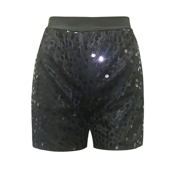 ANINEO Sequins Shorts High Waist Sparkly Straight Leg Shorts Glitter Hot Pants Clubwear Night Out Party Shorts