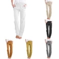 ANINEO Solid Color Straight Pants Waist And Long Women Casual Elastic ...