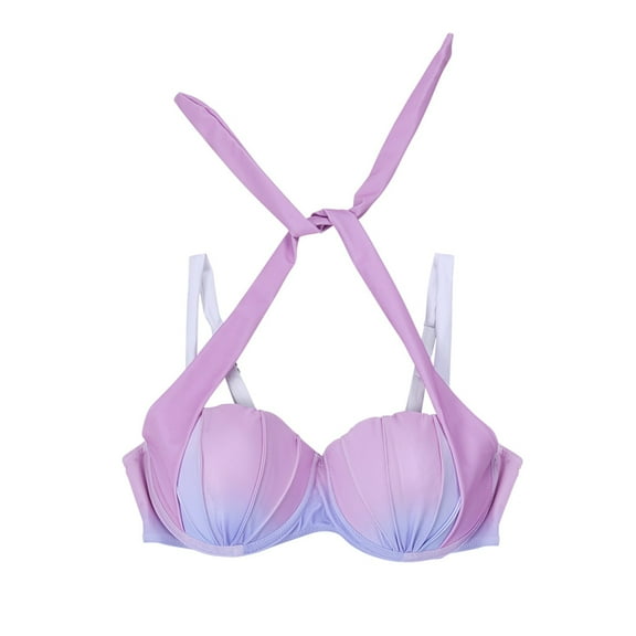 ANINEO Strappy Seashell Bikini Tops Gradient Swim Tops Push Up Swimwear Tops For Women With Underwire Comfort Hawaii Summer Tropical Brazilian Beachwear