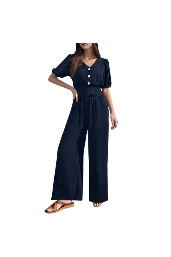 Stylish Women's Jumpsuit Casual Wear Slim Fit With Waist Cinching Versatile Design Summer Autumn Jumpsuit Solid Color Birthday Daliywear