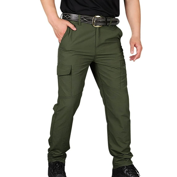 ANINEO Summer Quickdrying Sports Outdoor Mountaineering Men Work Pants Solid Color Trendy Male Trousers