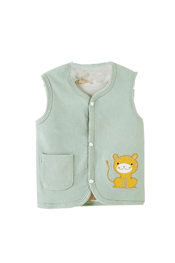 Toddler Baby Boys Girls Winter Sleeveless Cartoon Coat Outwear Warm Vest Jacket Double Wearing Elephant Tiger