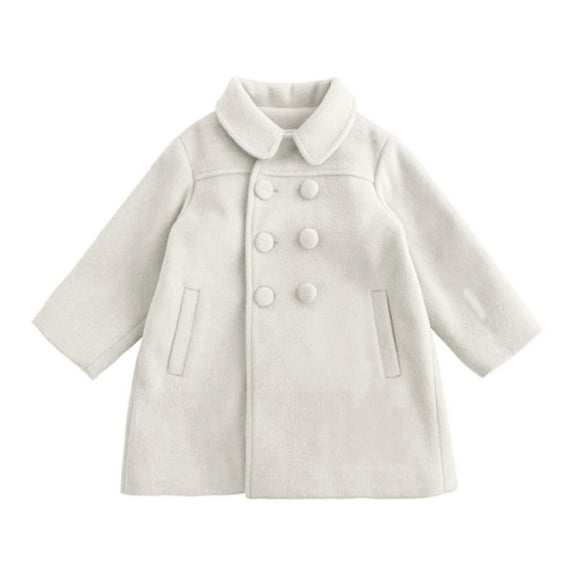 ANINEO Toddler Baby Girl Winter Coat Dress Coat Warm Jacket Long Sleeve Button Trench Coat Kids Peacoat Outwear Clothes