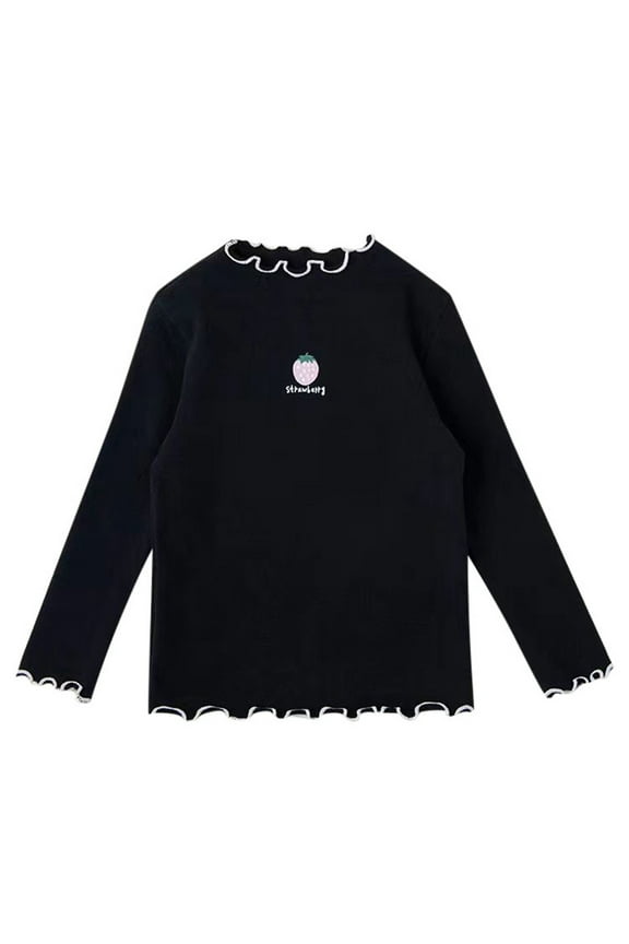 Toddler Baby Girls Long Sleeve Ruffle T Shirt Kids Casual Plain Solid Top Blouse T-Shirt Undershirt
