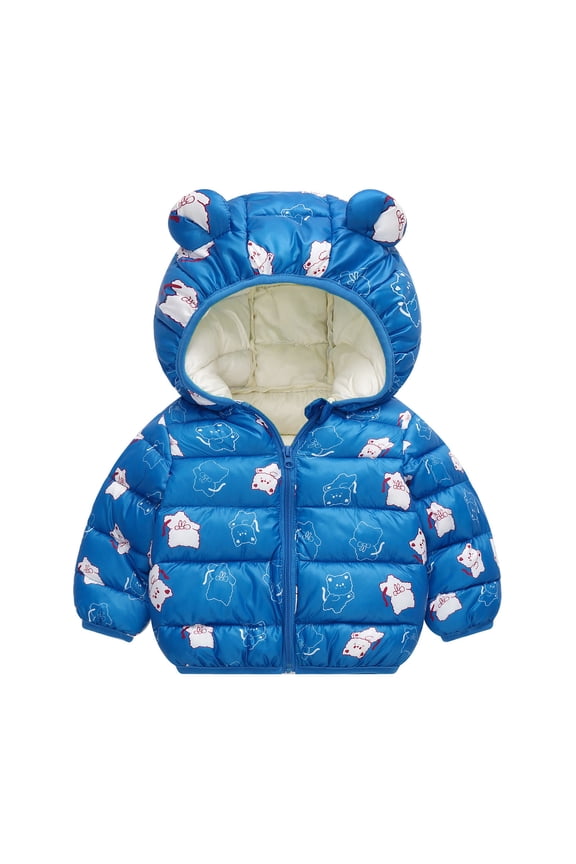 Toddler Boys Girls Long Sleeve Winter Warm Outwear Jacket Coat Bear Ears Cartoon Rabbit Dog Strawberry