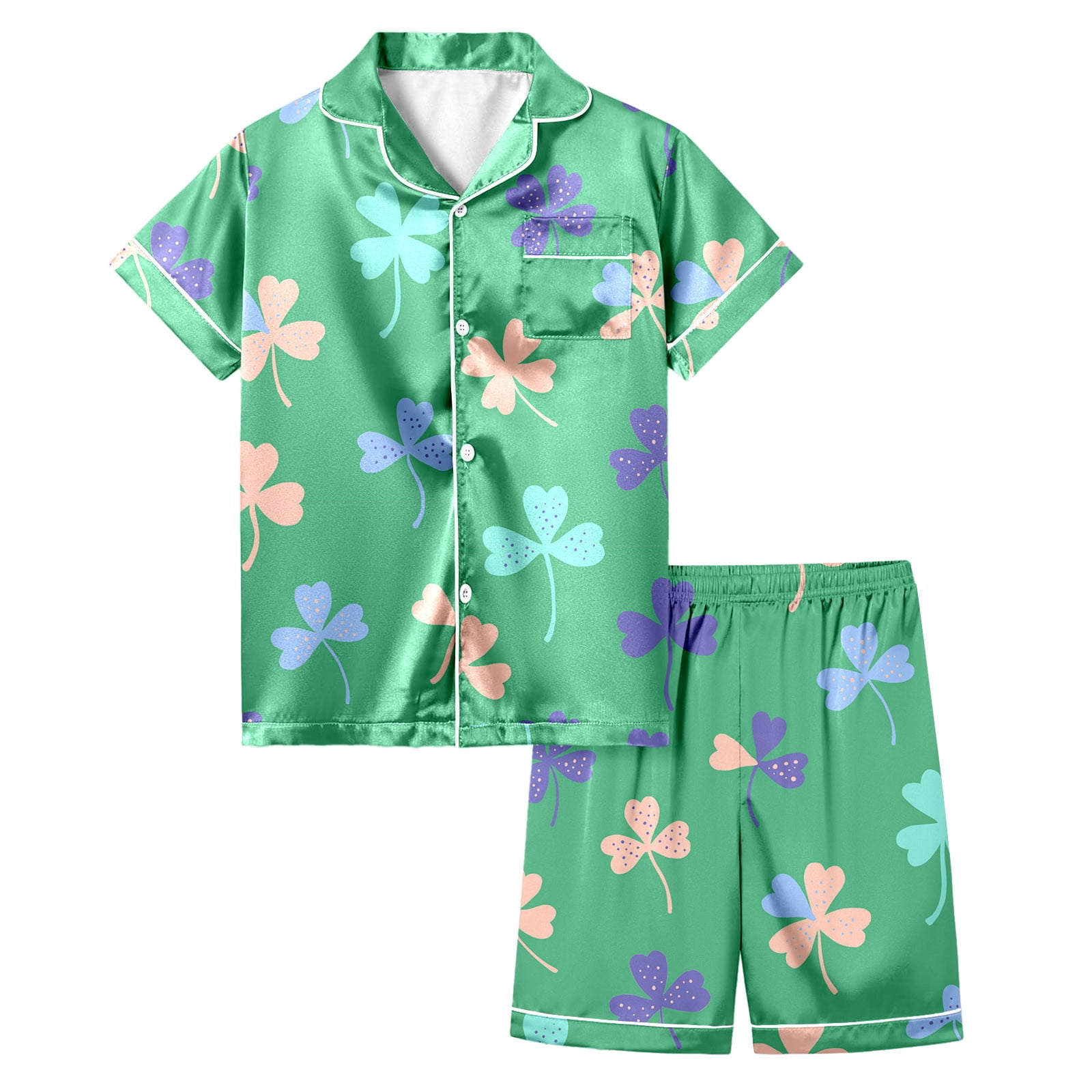 Clover Button Down Top/Shorts Set