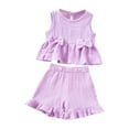 thumbnail image 1 of ANINEO Toddler Girls 2PCS Summer Outfits Sweet Cute Sleeveless Tops And Ruffle Shorts Clothing Set, 4-5 Years, 1 of 9