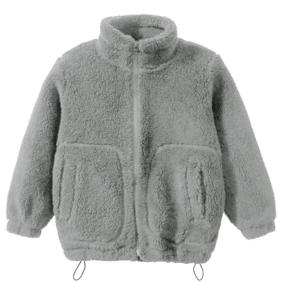 ANINEO Toddler Girls Boys Winter Long Sleeve Warm Solid Color Thicken Stand Drawstring Thermal Coat Jacket