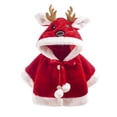 thumbnail image 1 of ANINEO Toddler Girls Christmas Cartoon Deer Outwear Warm Hooded Coat Princess Cloak Cape Red White, 1 of 4