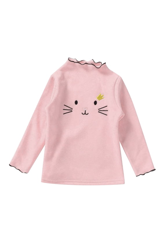 Toddler Girls Long Sleeve Ruffle T Shirts Cat Print Top Shirts Casual Blouse