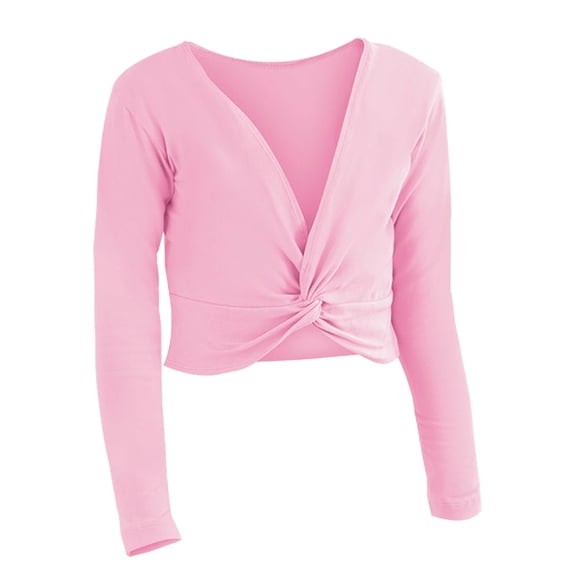 ANINEO Toddler Girls Long Sleeve Warm Solid Color Blouse Ballet Wrap Tops Velvet Dance Sweater