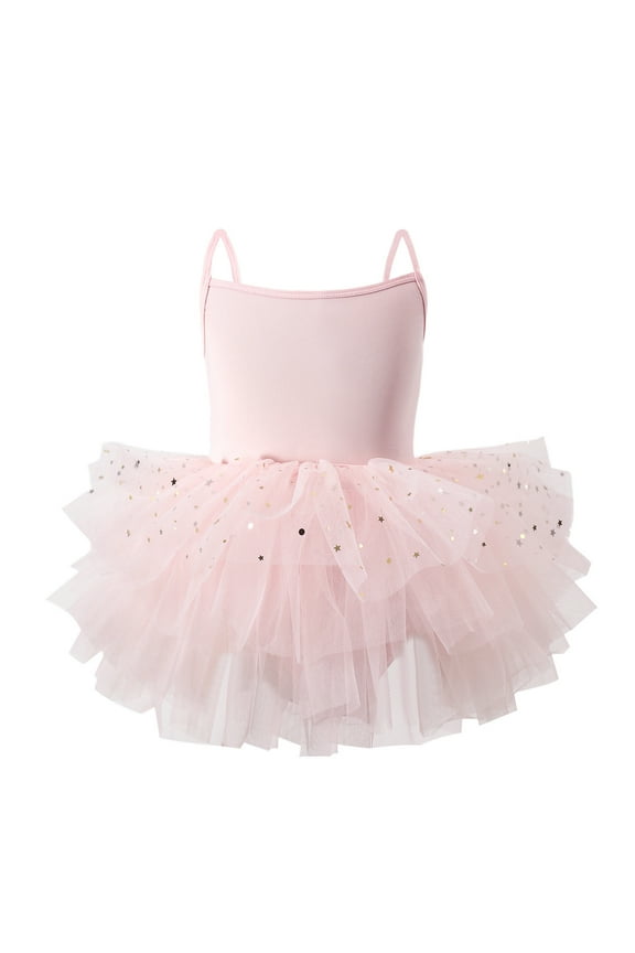 Toddler Girls Tutu Dresses Strap Shiny Tulle Ballet Leotard Ballerina Outfits for Dance