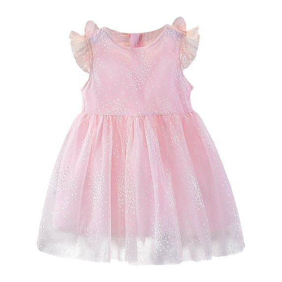 ANINEO Toddler Girls Vintage Party Dress Ruffled Sleeve A-Line Tulle Flower Girl Dresses for Wedding,Birthday