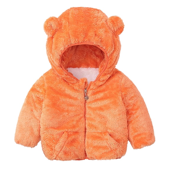 ANINEO Toddler Girls Winter Windproof Solid Ears Hooded Coat with Pocket Jacket Kids Warm Outerwear