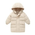 thumbnail image 1 of ANINEO Toddler Kids Little Girls Winter Solid Coat Windproof Outerwear Mediun Length Warm Jacket Down Coat Hooded Wadding Outwear, 1 of 3