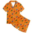 thumbnail image 1 of ANINEO Unisex Satin Pajamas Set Boys Girls Silk Pjs Short Sleeve 2 Piece Sleepwear Button-Down Kids Nightwear Outfits, 1 of 4