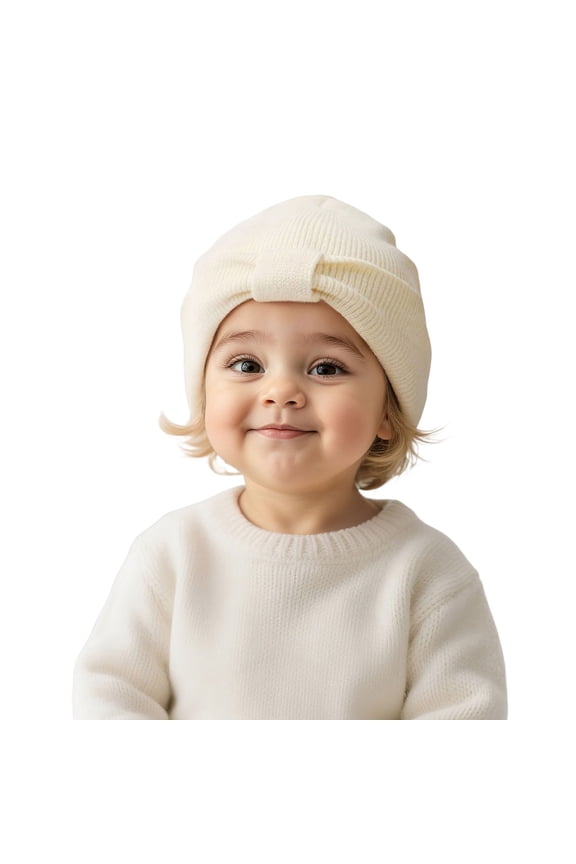 Winter Baby With Bow Knitted Soft Warm Yarn Hat Girls Boys Cute Caps Soft Kids Wear
