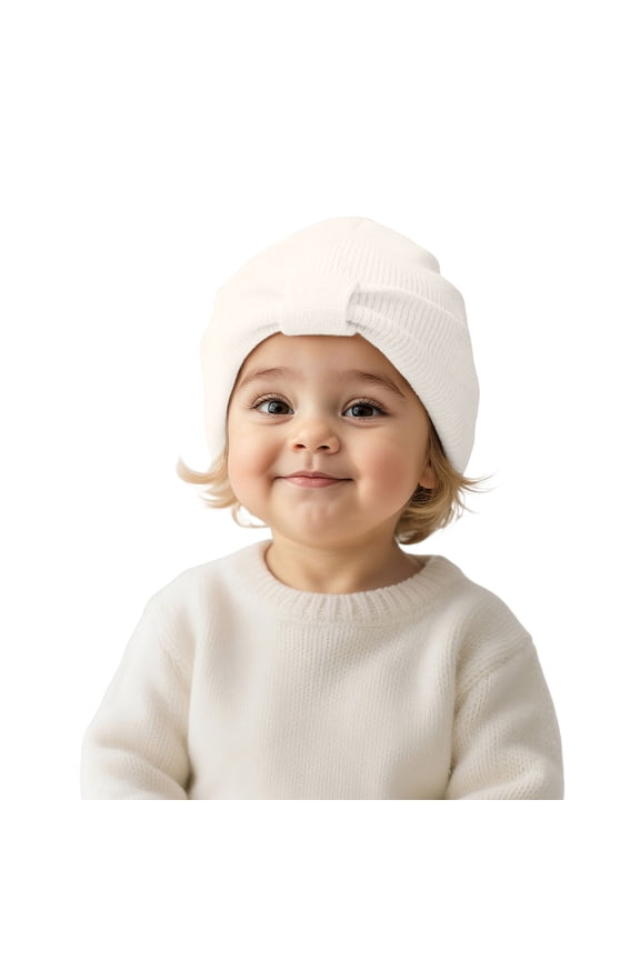 Winter Baby With Bow Knitted Soft Warm Yarn Hat Girls Boys Cute Caps Soft Kids Wear