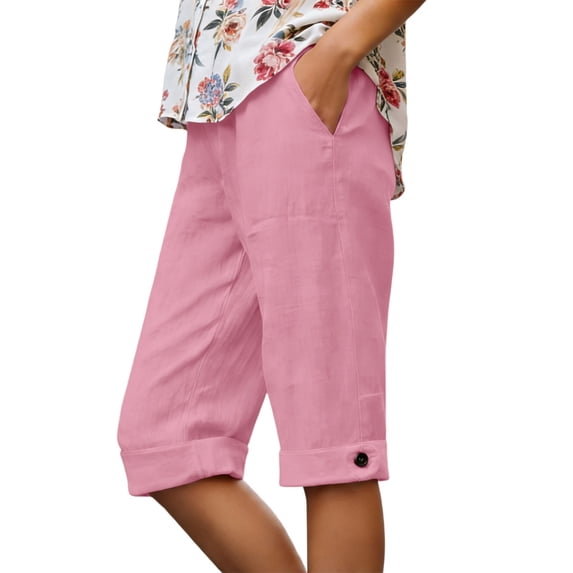 ANINEO Women Casual Loose Fit Pants Comfortable Elastic Waist Trousers Everyday And Home Relaxation Solid Color Cozy Daily Female Slacks