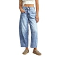 thumbnail image 1 of ANINEO Women Casual Wide Leg Jeans Soft Washed Denim Trousers With Flowy Relaxed Fit And High Waist Comfort Solid Color Long Birthday Daily Female Slacks, 1 of 4