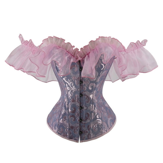 ANINEO Women Elegant Vintage Cap Sleeves Brocade Bustier Corset Tops