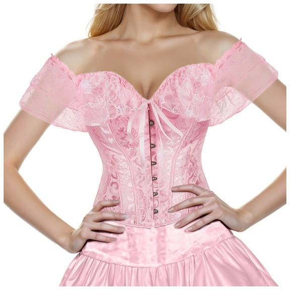 ANINEO Women Elegant Vintage Cap Sleeves Brocade Bustier Corset Tops