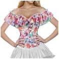 thumbnail image 1 of ANINEO Women Elegant Vintage Cap Sleeves Brocade Bustier Corset Tops, 1 of 6