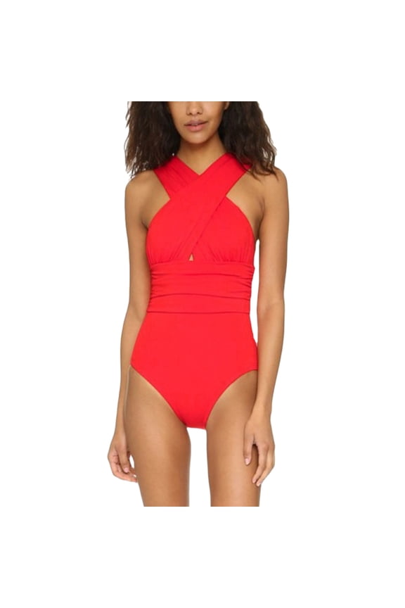 Women High Waist Padded Solid Color Backless Bikini Halter Tankini Swimwear Stylish Hawaii Summer Tropical Brazilian Beachwear