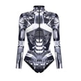 thumbnail image 1 of ANINEO Women Long Sleeve Graphic Printed Zipper Skin Tight Garment Party Romper Bodysuit Onesie, 1 of 4