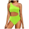 thumbnail image 1 of ANINEO Women One Shoulder 1 Piece Swimsuit For Women Bathing Suits Full Coverage Keyhole Swimwear Trendy Hawaii Summer Tropical Brazilian Beachwear, 1 of 8