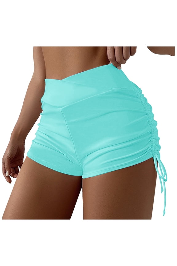 Women Plus Size Solid Color Hight Waist Bikini Bottom Swimwear Briefs Beachwear Bikini Bottom Side Tie Thong Bathing Sports Shorts Skirt Swimbottom Trendy Hawaii Summer Tropical Swim Wear