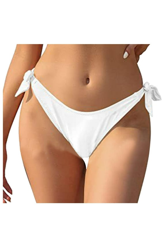 Women Print Low Waist Brazilian Bikini Bottom Swimwear Briefs Beachwear Brazilian Bikini Bottom Side Tie Thong Bathing Swimbottom Breathable Hawaii Summer Tropical Brazilian Swim Wear
