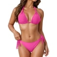thumbnail image 1 of ANINEO Women Solid Color Bikini Sets Summer Beach Holiday Swimwear, 1 of 6